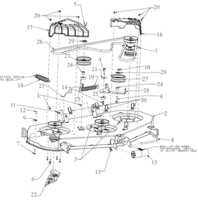 Deck Diagram and Parts List for XT2-SLX50KW (13AFA2TLA10)(2021) Cub Cadet Lawn Tractor